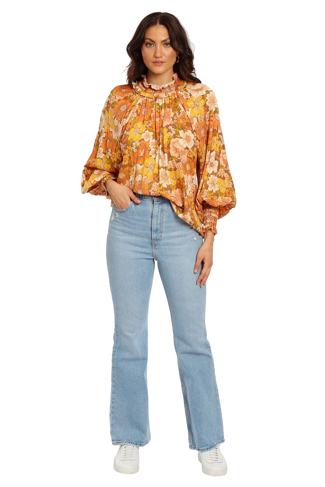 Shirred Collar Blouse Bohemian Traders floral