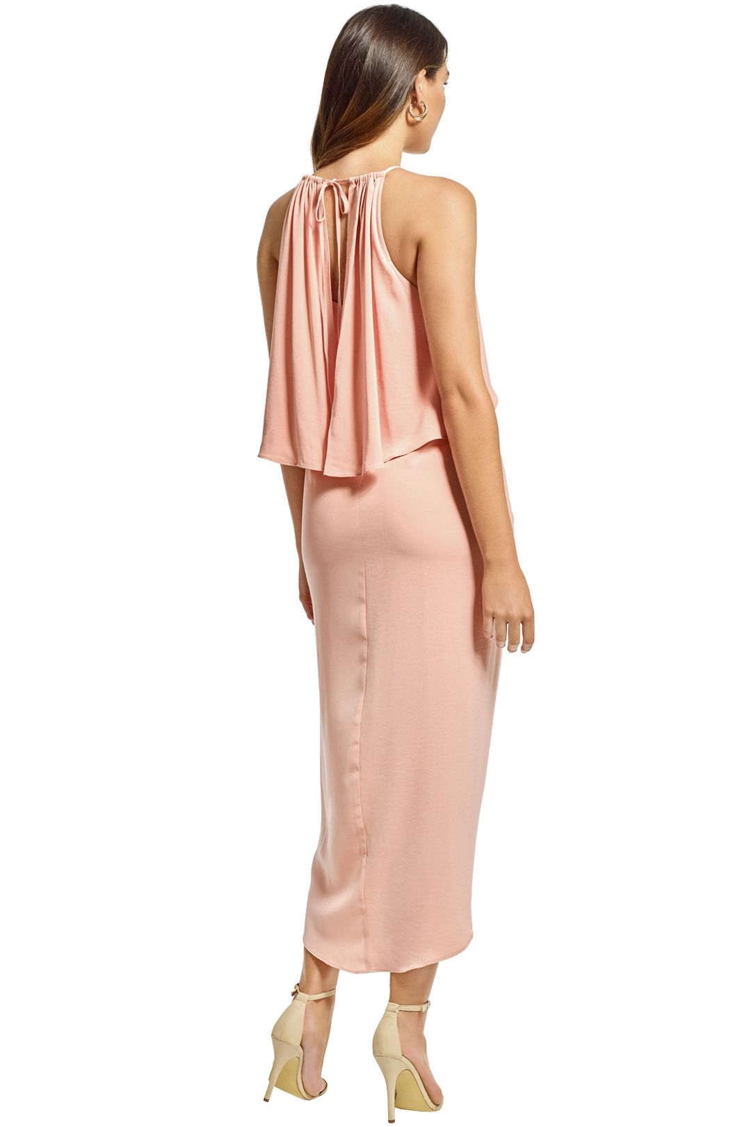 Shona Joy - Frill High Neck Drape Maxi Dress - Dusty Pink - Back