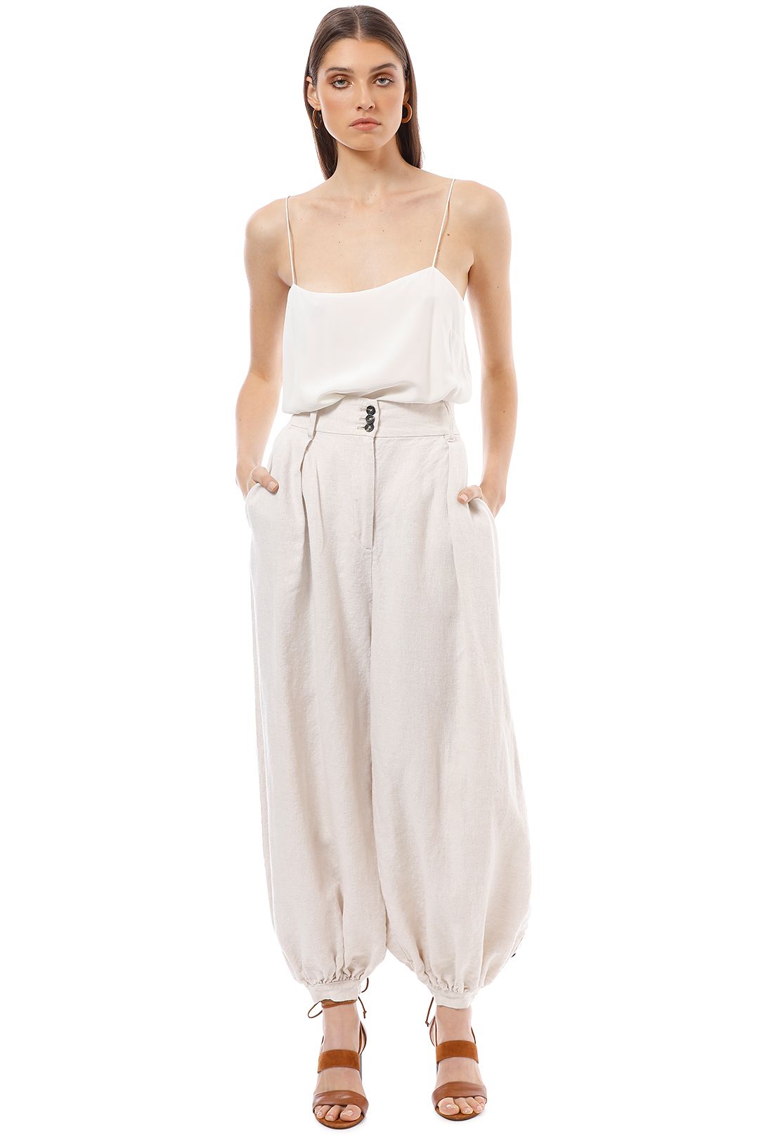Linen Tailored Harem Pants with Belt by Shona Joy for Hire