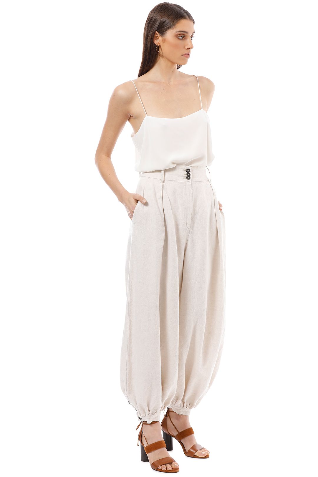 Linen Tailored Harem Pants with Belt by Shona Joy for Hire