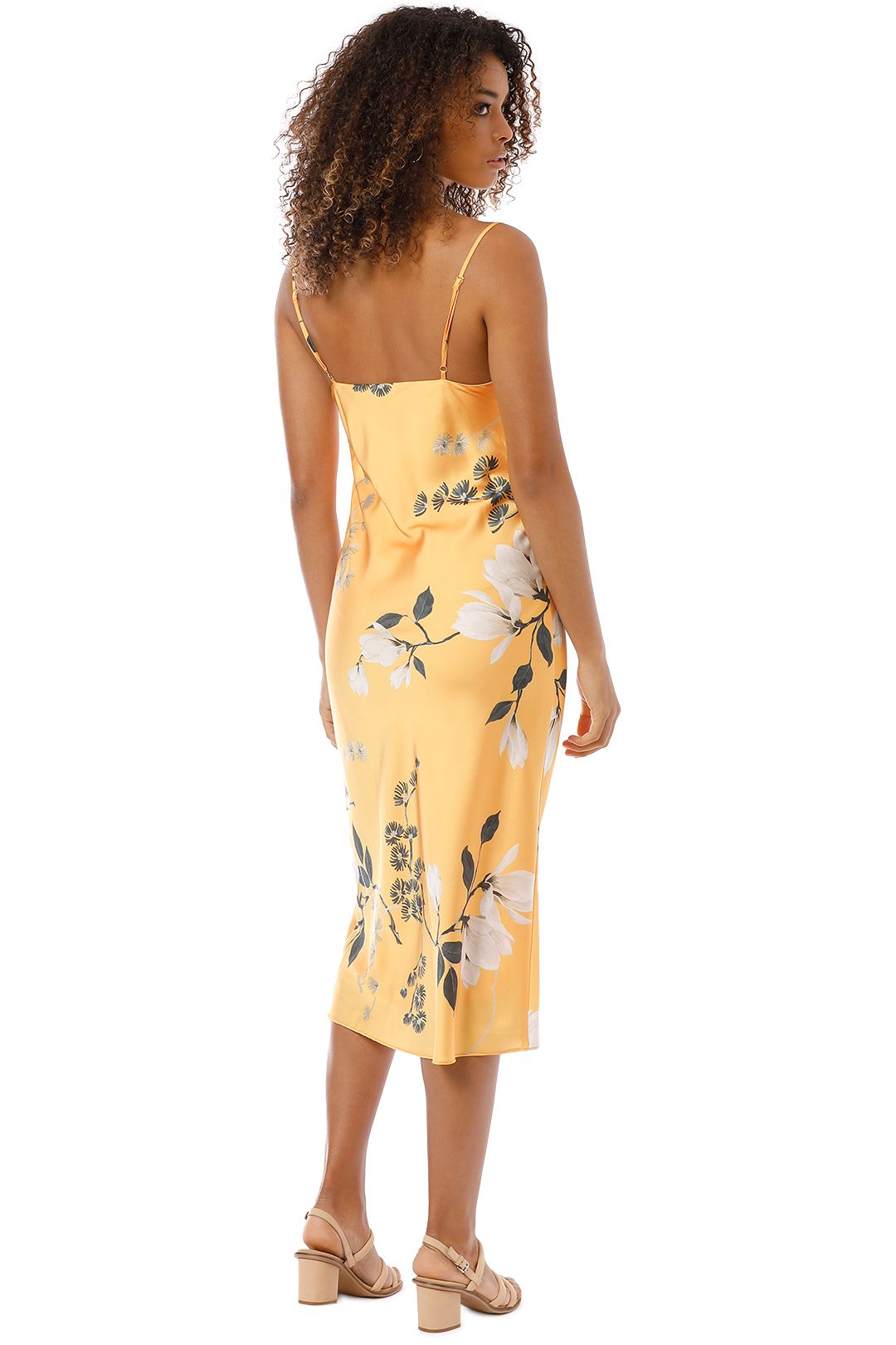 Shona Joy - Rylant Bias Slip Midi Dress - Yellow - Back