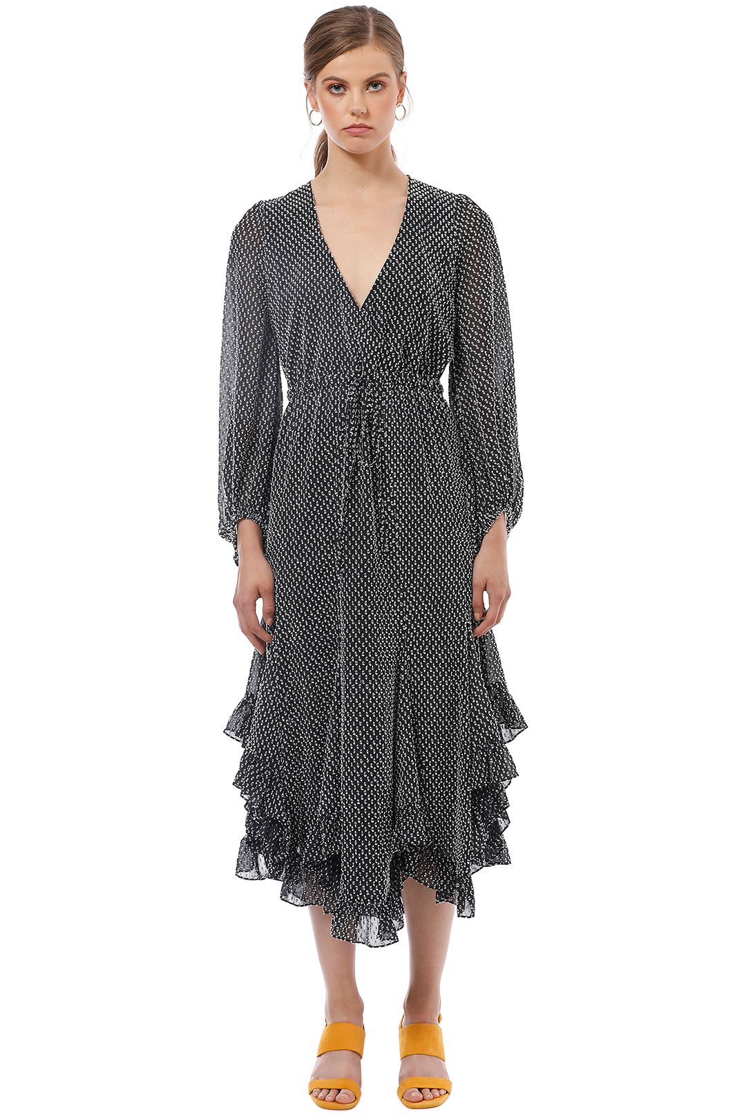 shona joy sawyer wrap midi dress