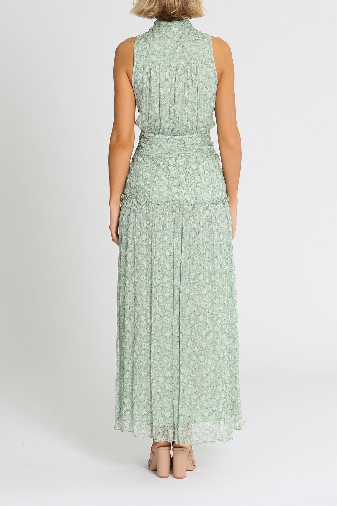Shona Joy Aurore Sleeveless Midi Green Ruched