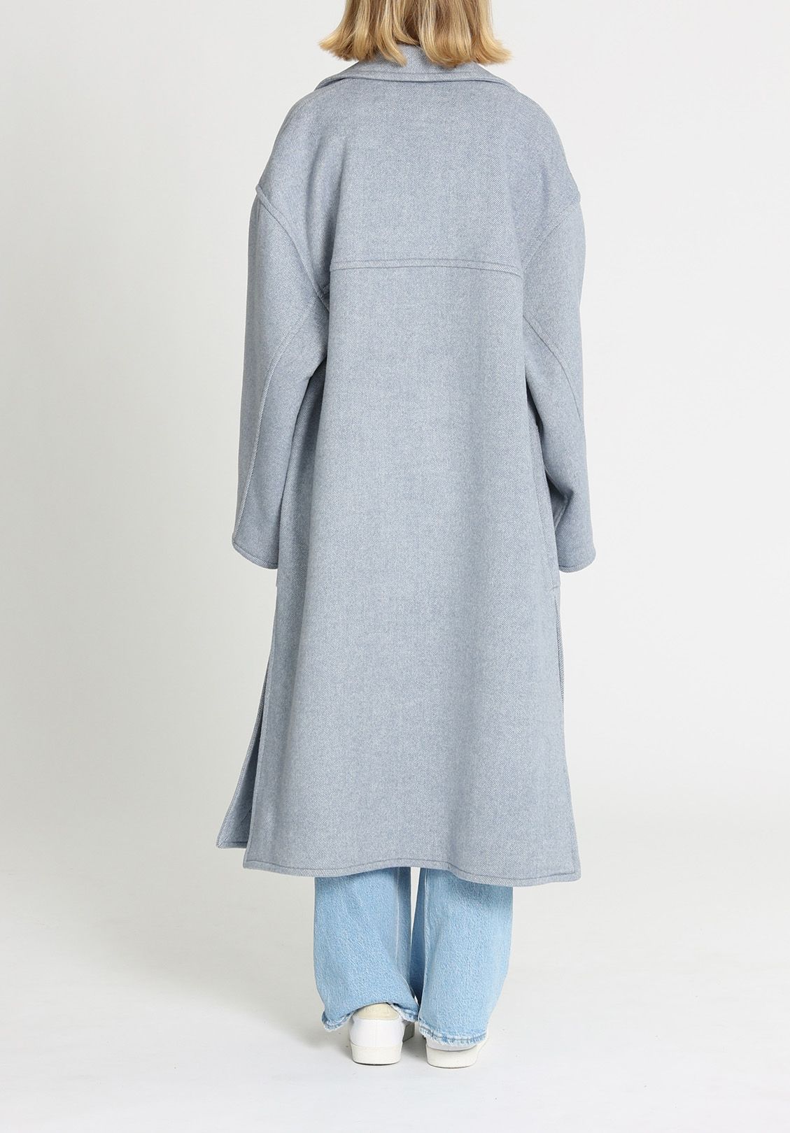 Shona Joy Azzurra Oversized Long Coat Blue Smoke Long Sleeves