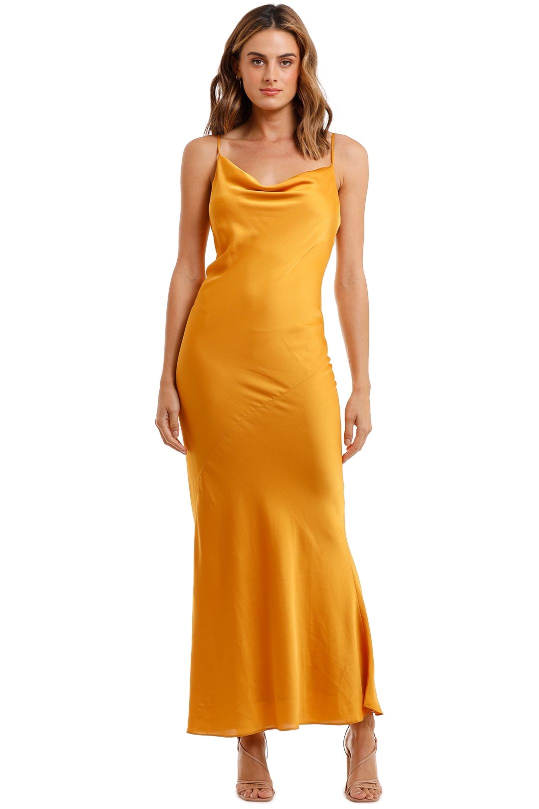 Shona Joy Bias Cowl Maxi Dress Saffron orange yellow