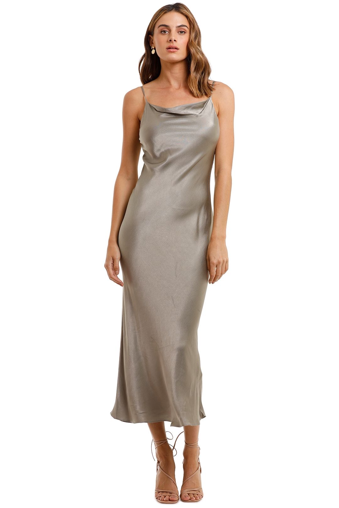 Shona Joy Bias Cowl Midi Dress Sage