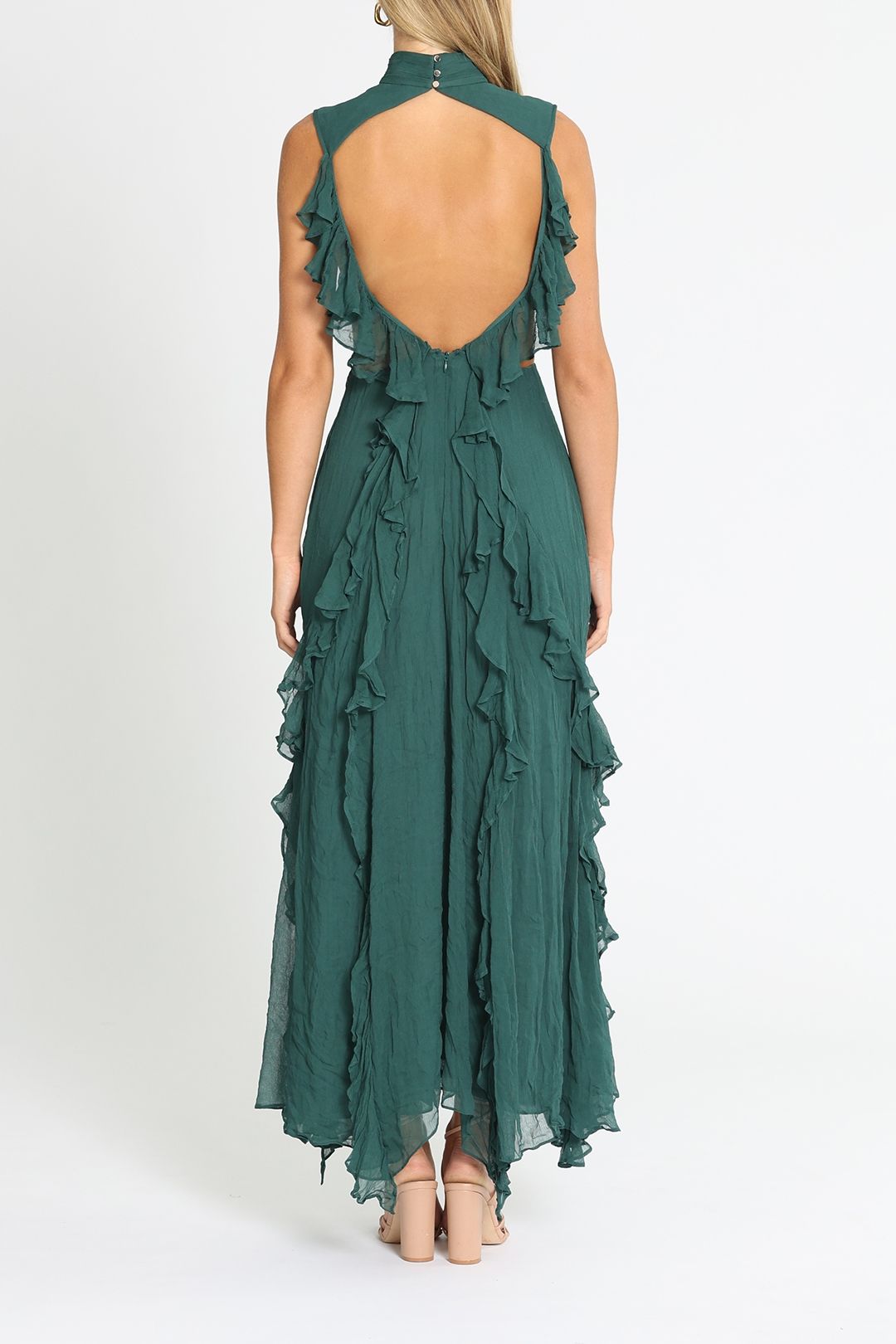 Hire Leonie Backless Frill Maxi Dress in Green [Shona joy GlamCorner