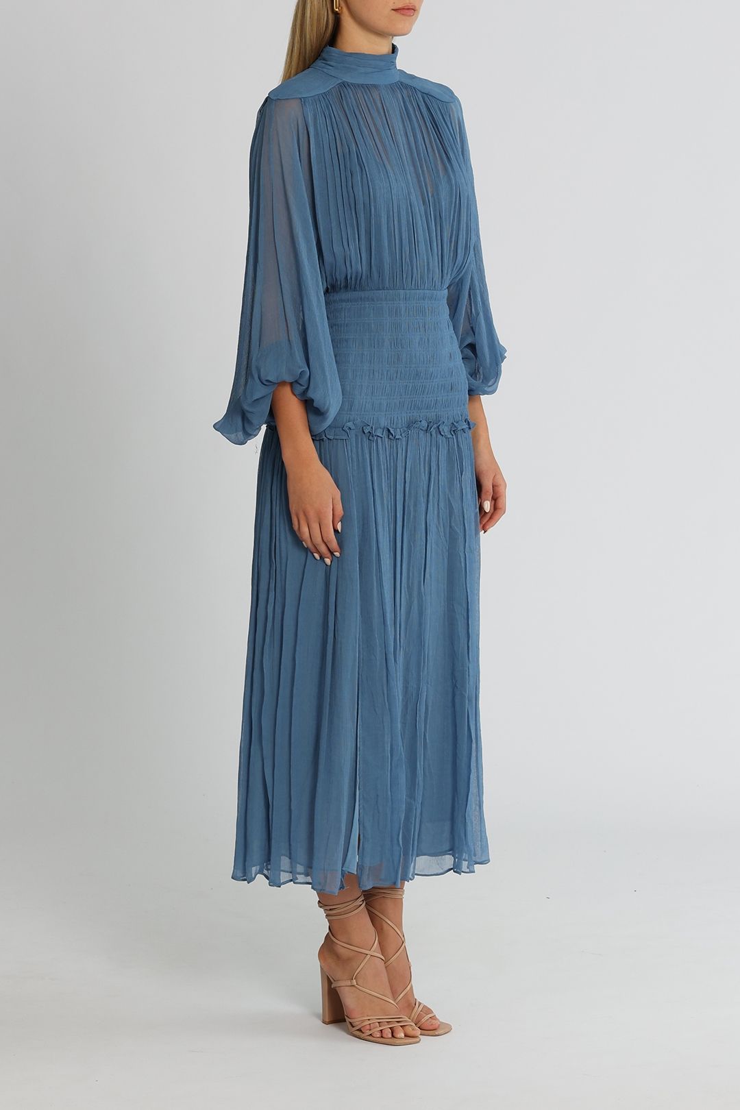 Hire Noemi Long Sleeve Ruched Midi Dress In Ocean Shona Joy Glamcorner 