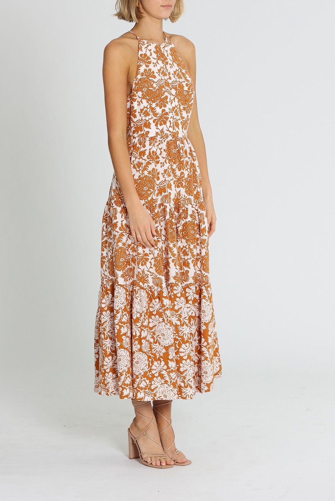 Shona Joy Vitoria Halter Midi Dress Sleeveless
