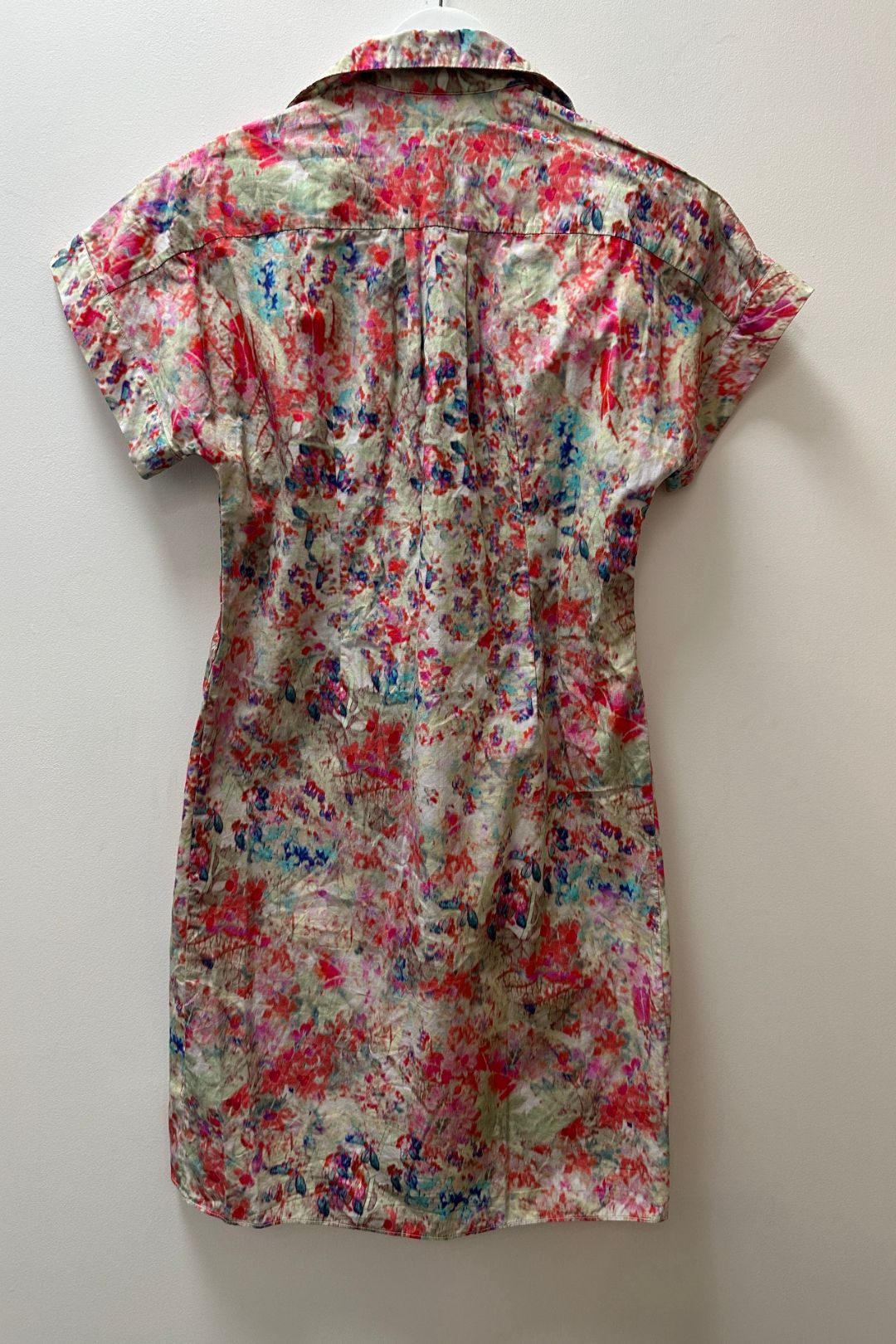 Erdem Short Sleeve Shirt Dress in Multi Print