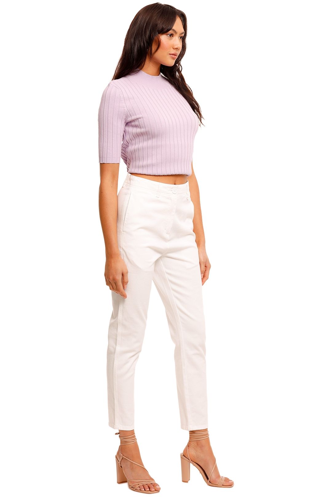 Significant Other Ariana Short Sleeve Lilac Knit Top high neck