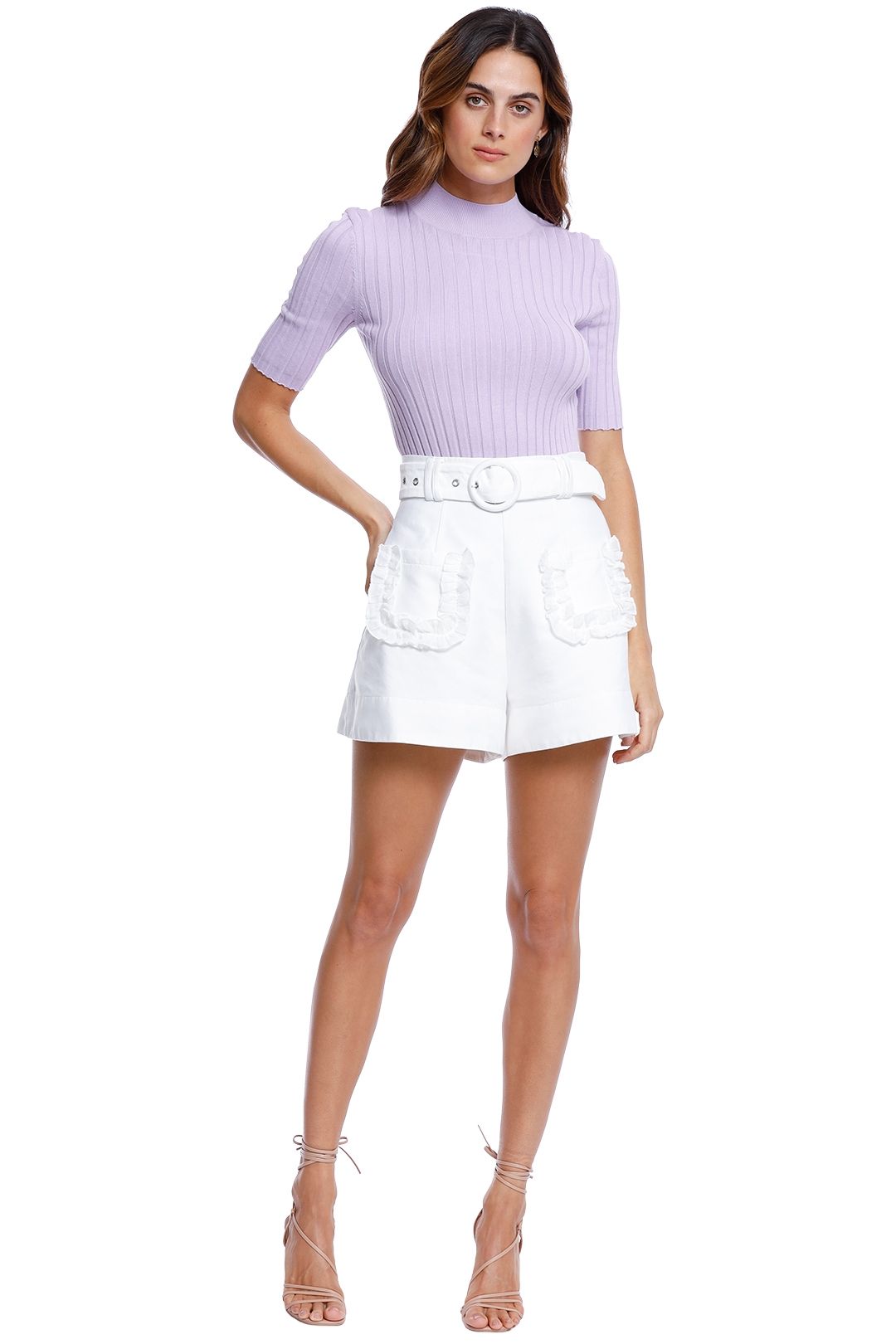 Significant Other Ariana Short Sleeve Lilac Knit Top purple