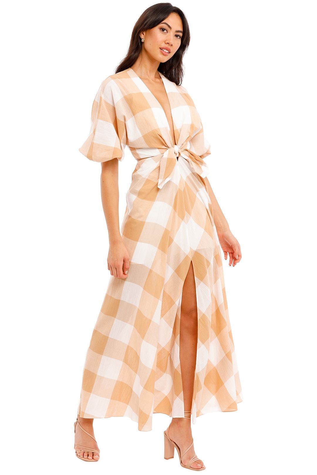 Significant Other Frida Dress in Caramel Check Midi