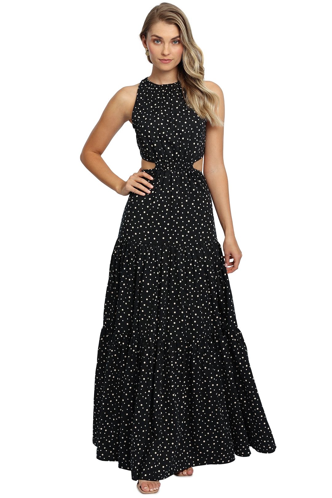Significant Other Poppy Dress Black Cream Polka maxi