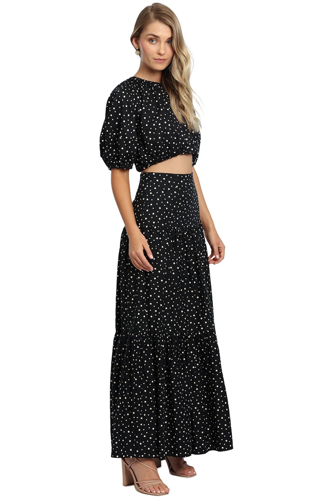 Significant Other Poppy Top and Skirt Set Black Cream Polka balloon