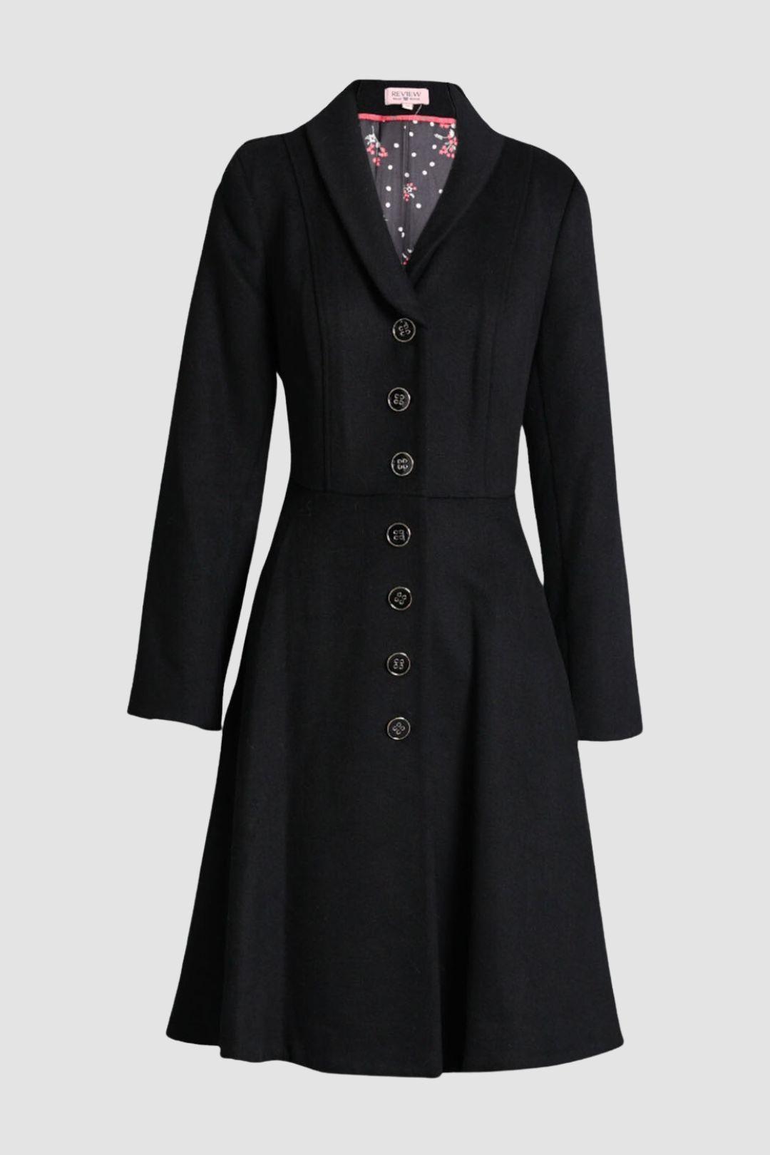 Review Single Breasted Black Swing Coat