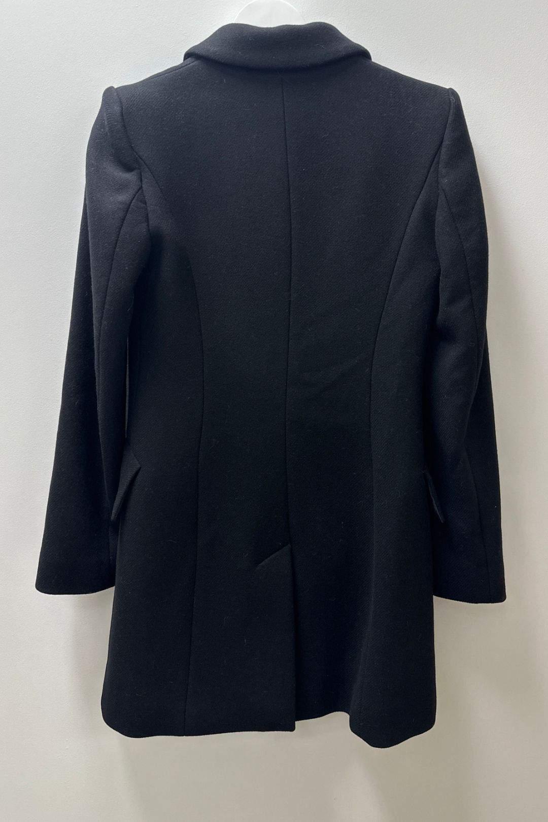 Cue Single Breasted Viscose Coat in Black