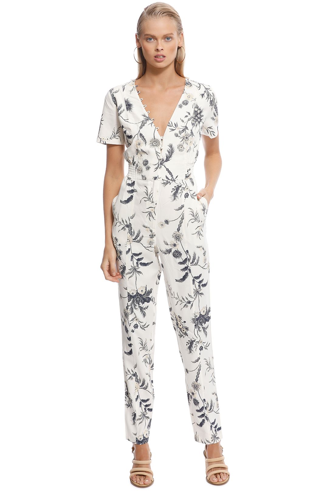 SIR The Label - Florentine Panelled Jumpsuit - Ivory - Front