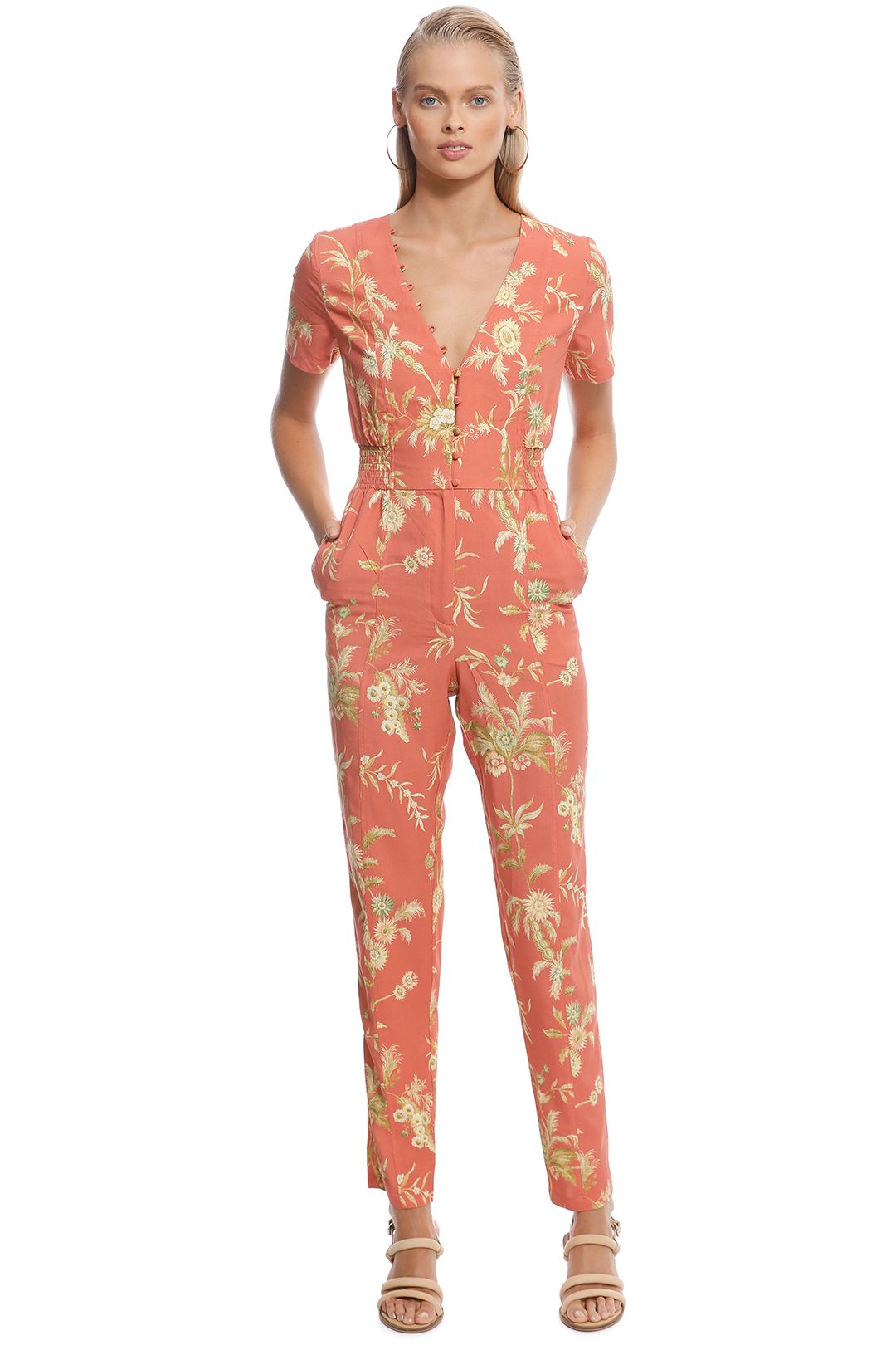 SIR The Label - Florentine Panelled Jumpsuit - Orange - Front