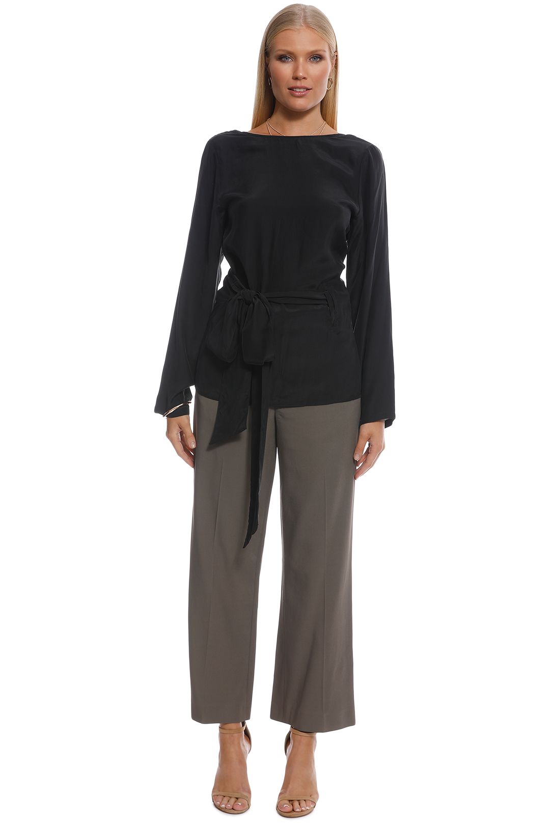 SIR the Label - Margeaux Long Sleeve Wrap Top - Black - Front