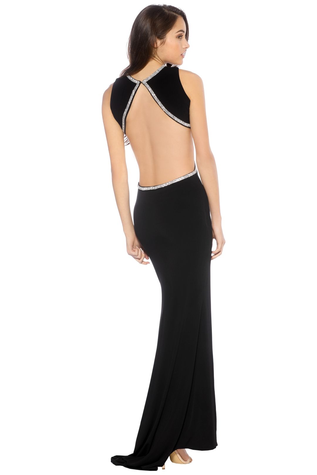 SKIVA - Open Back Embellished Trim - Black - Back