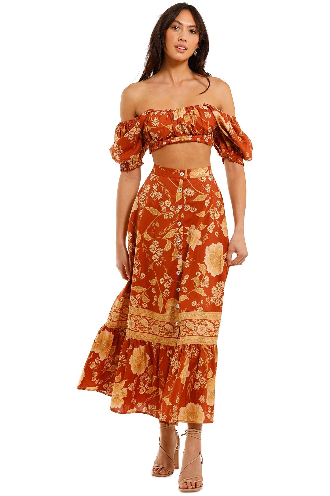 Sloan Cropped Top and Skirt Set Ochre