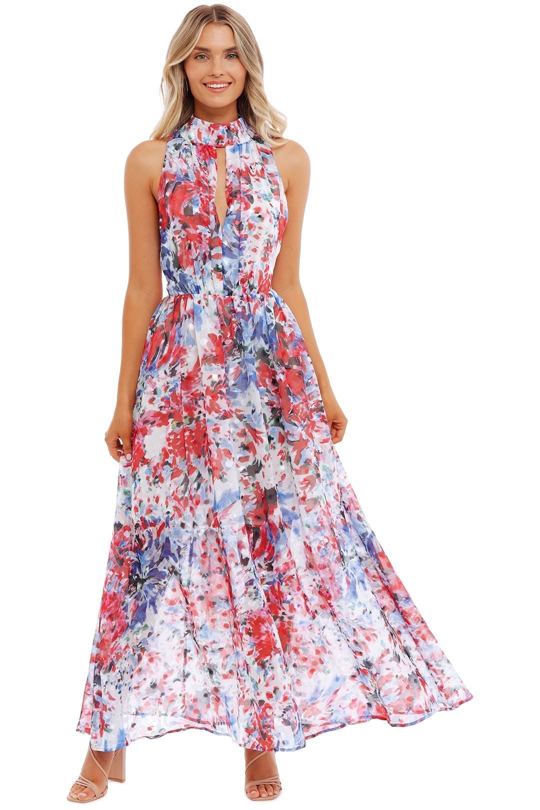 Hire Halter Gown in Spring Flora | Sofia Irina | GlamCorner