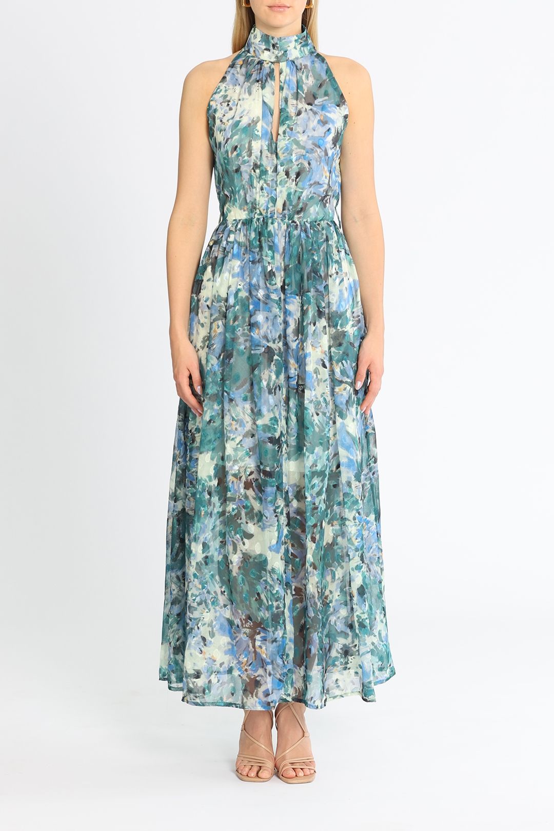 Sofia Irina Midi Halter Dress Blue No Belt