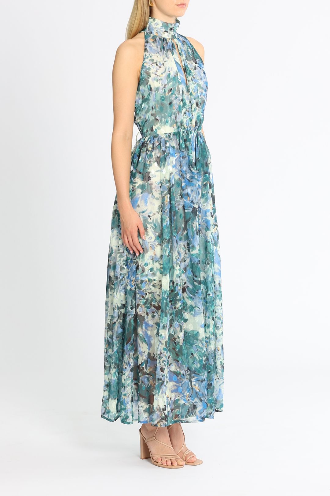 Sofia Irina Midi Halter Dress Blue Sleeveless