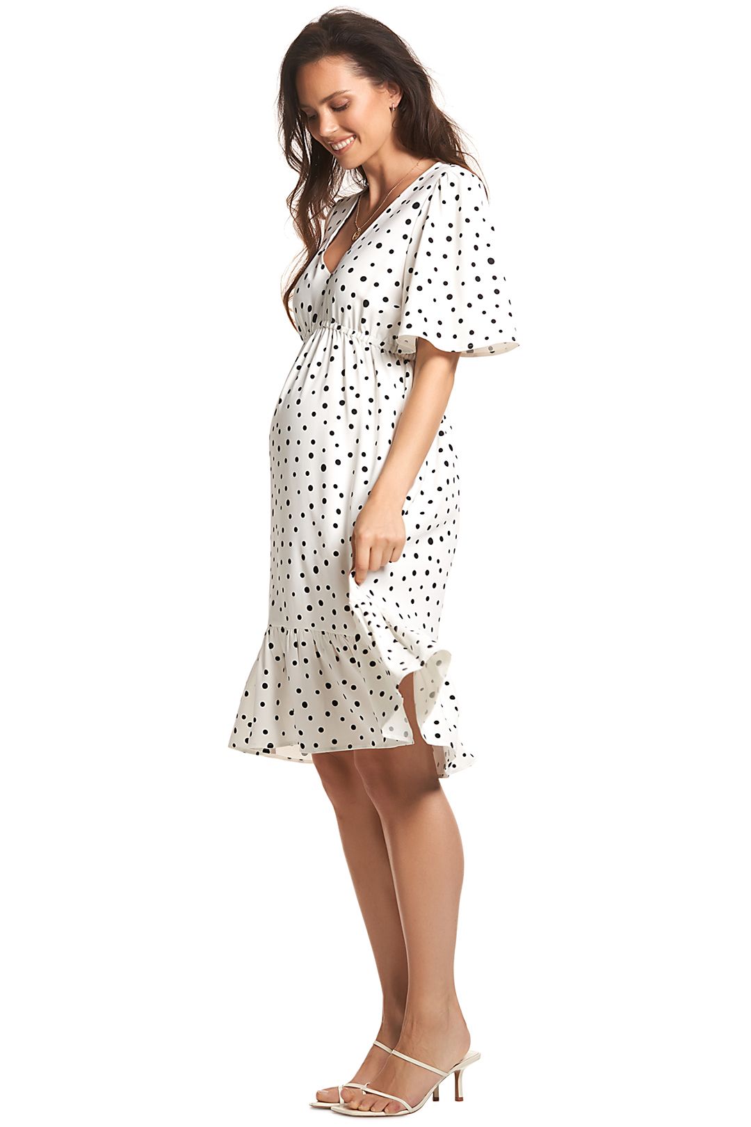 Soon-Maternity-Anika-Frill-Dress-White-Polka-Dot-Side