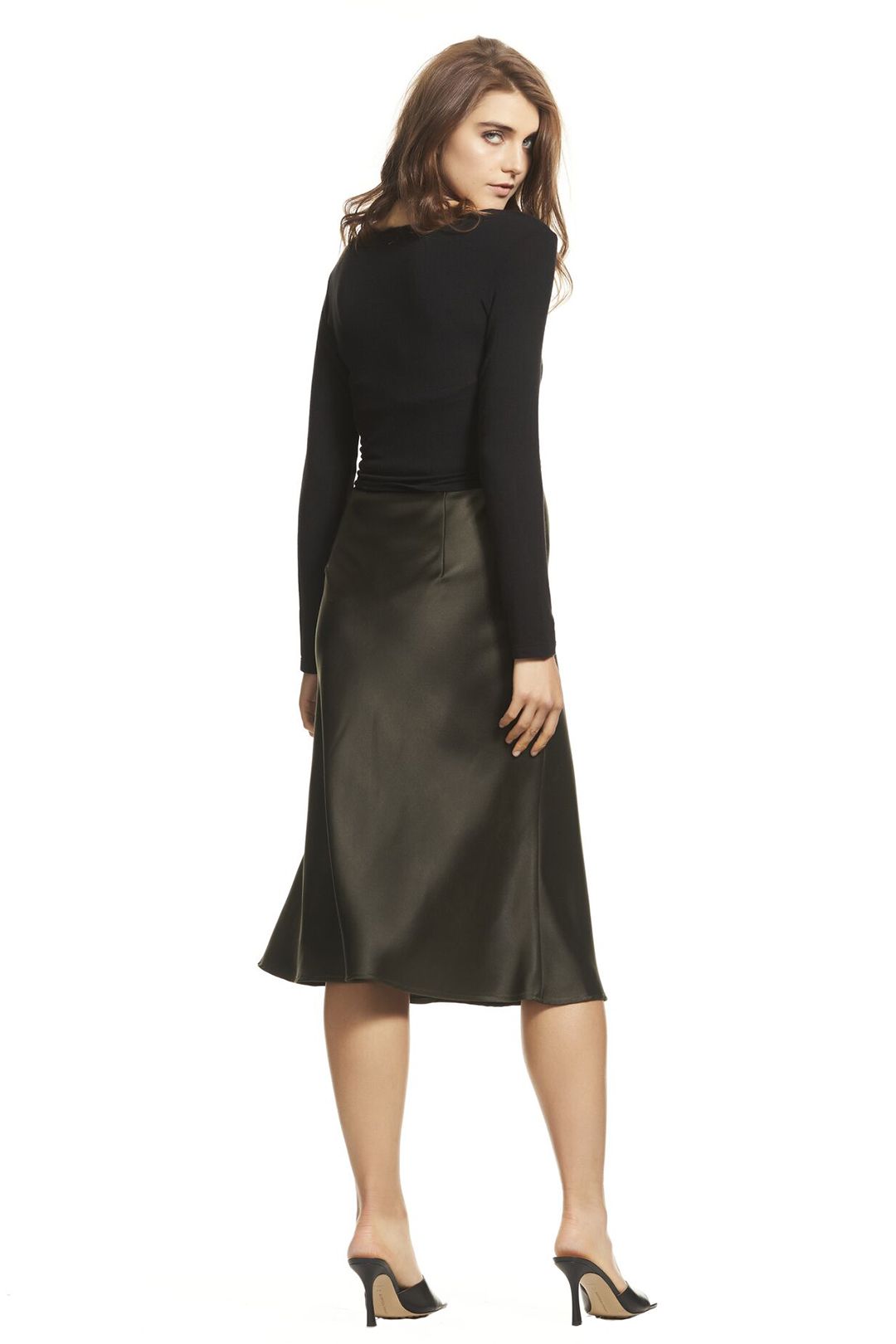 Bias Slip Skirt in Olive by Soon Maternity for Hire GlamCorner