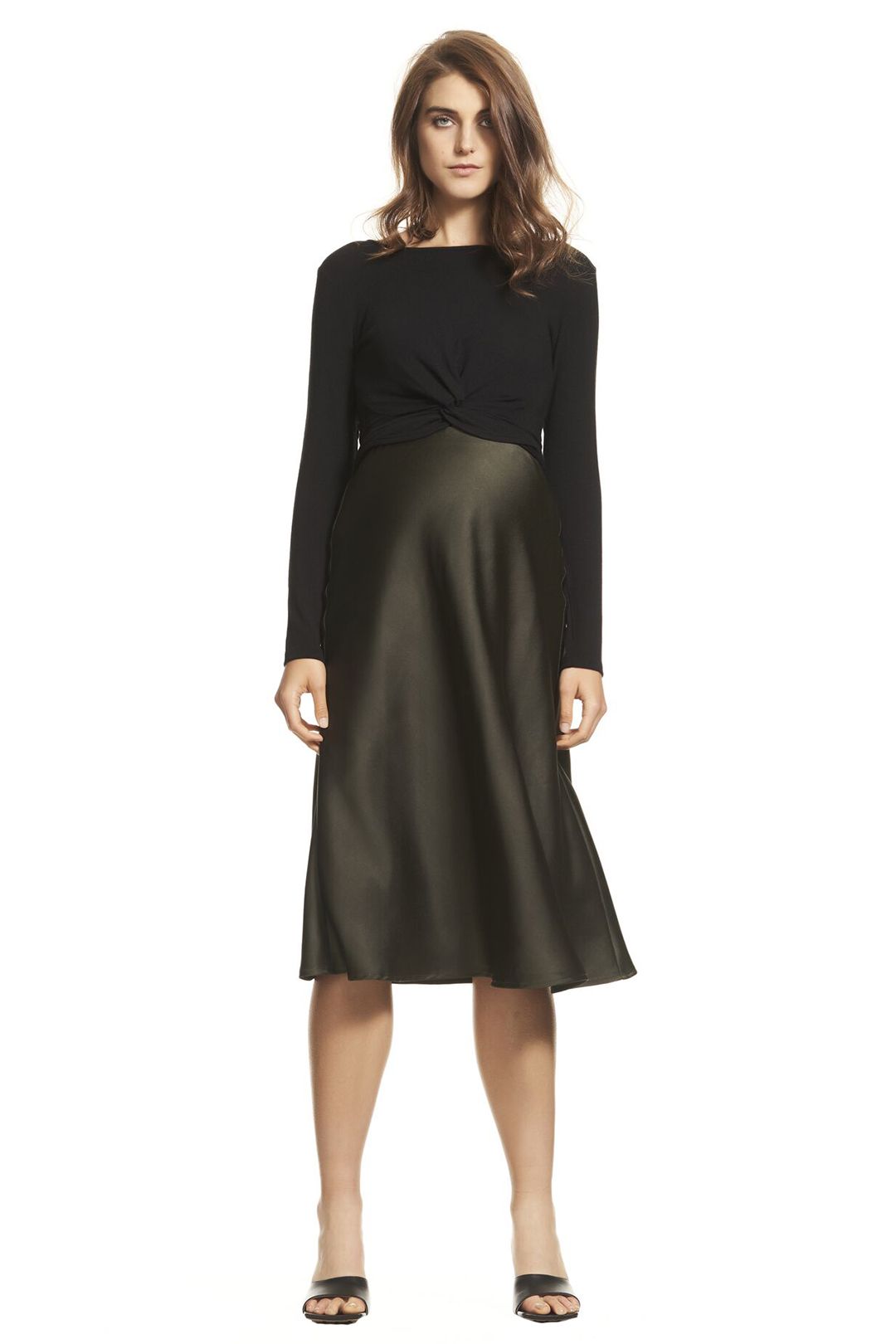 Bias Slip Skirt in Olive by Soon Maternity for Hire GlamCorner