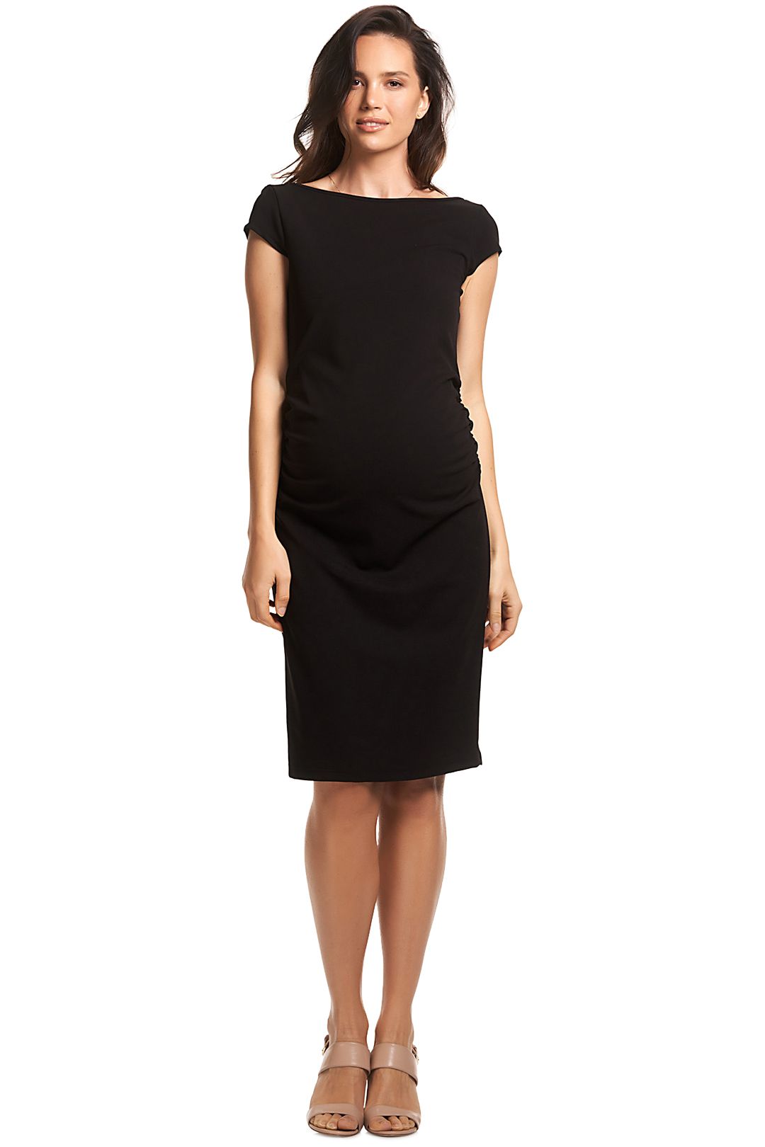 Image of Soon Maternity - Leo Cap Sleeve Dress - Black