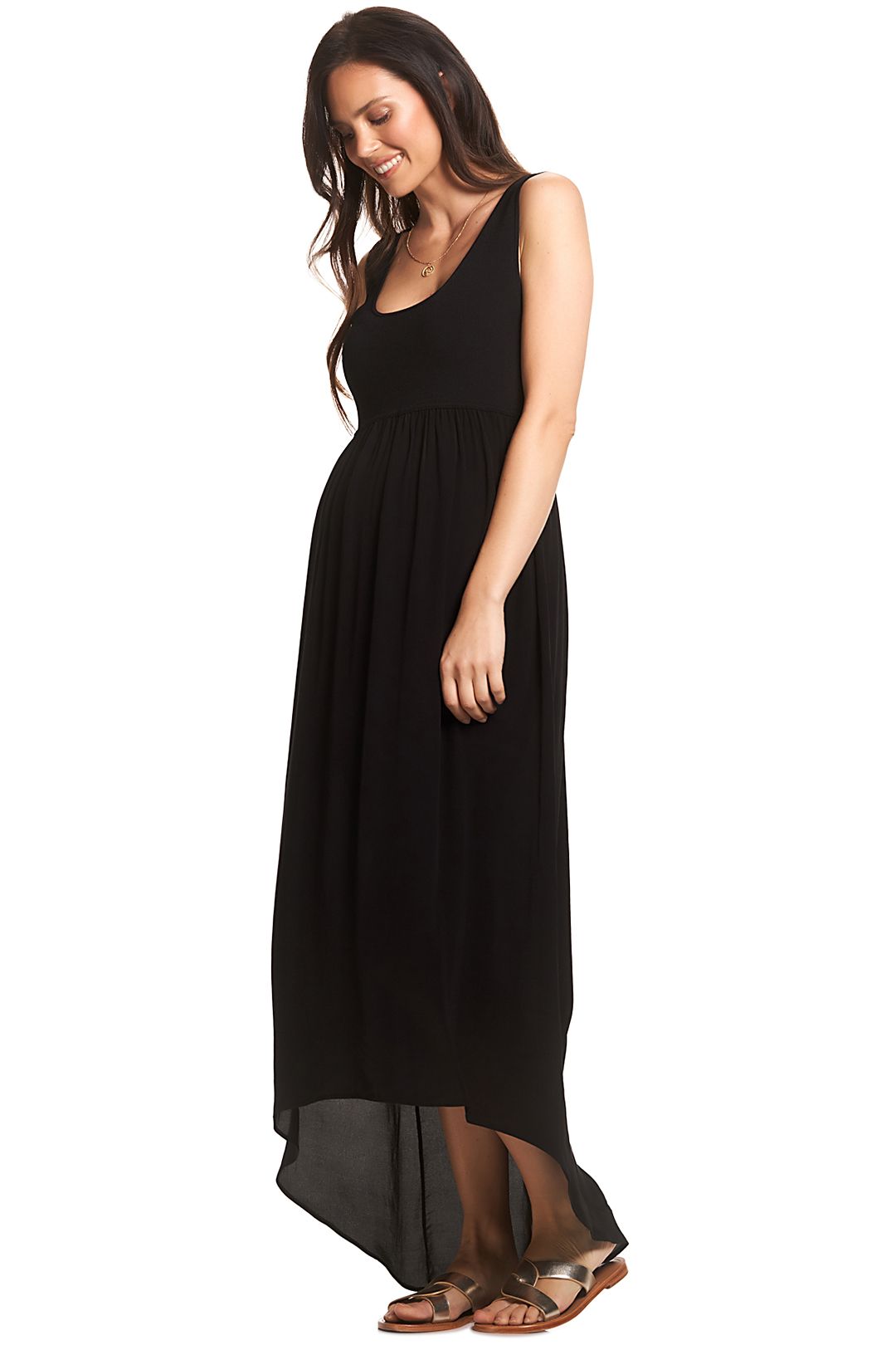 Soon-Maternity-Sia-Maxi-Dress-Black-Side