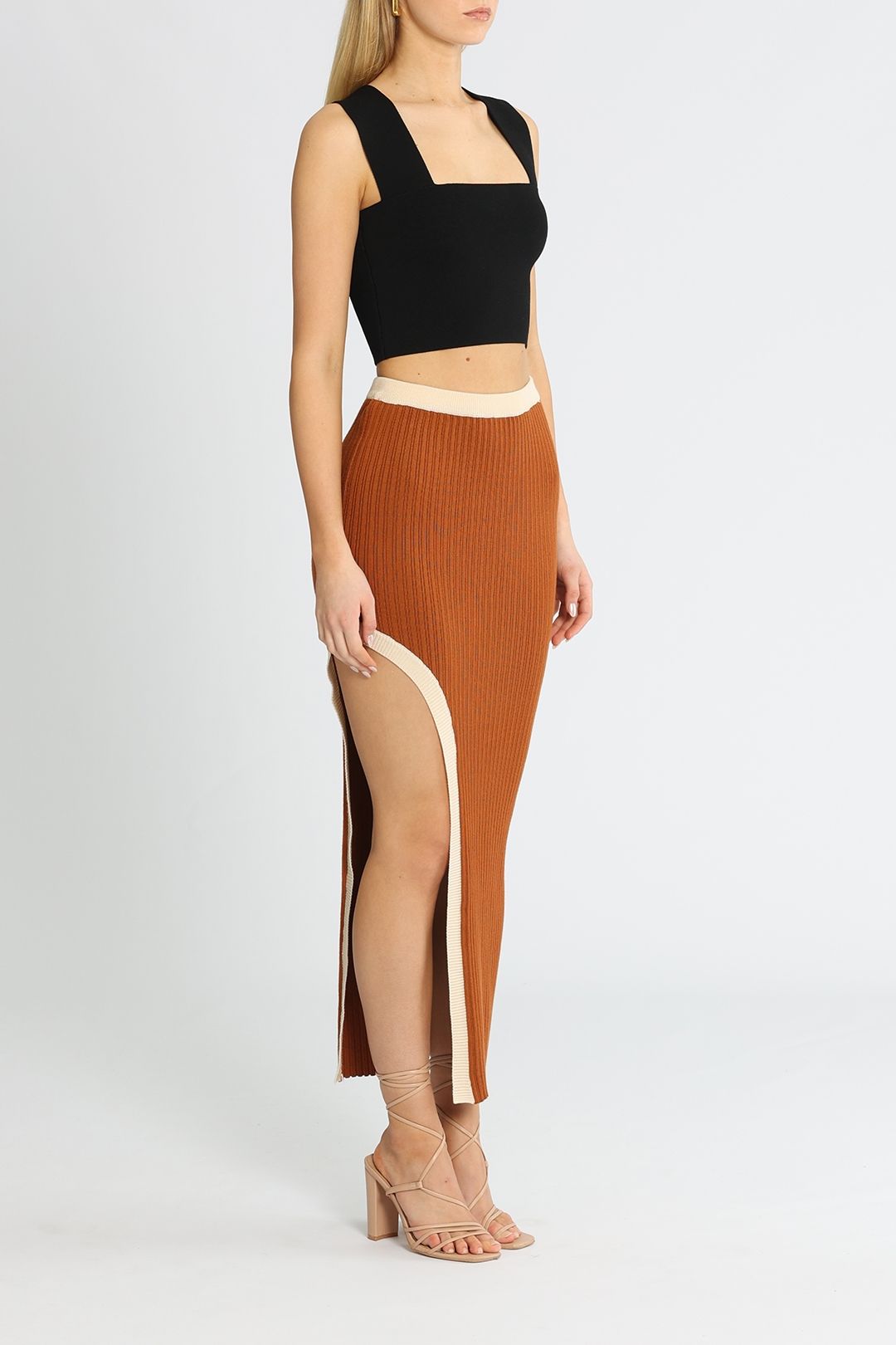 Sovere Circa Knit Midi Skirt Side Leg Split