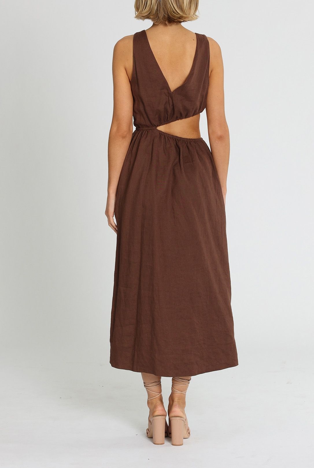 Sovere Mode Midi Dress Brown Asymmetric