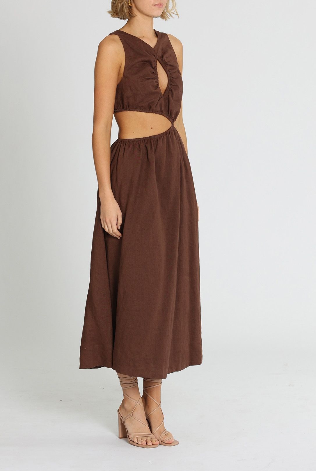 Sovere Mode Midi Dress Brown Cutout