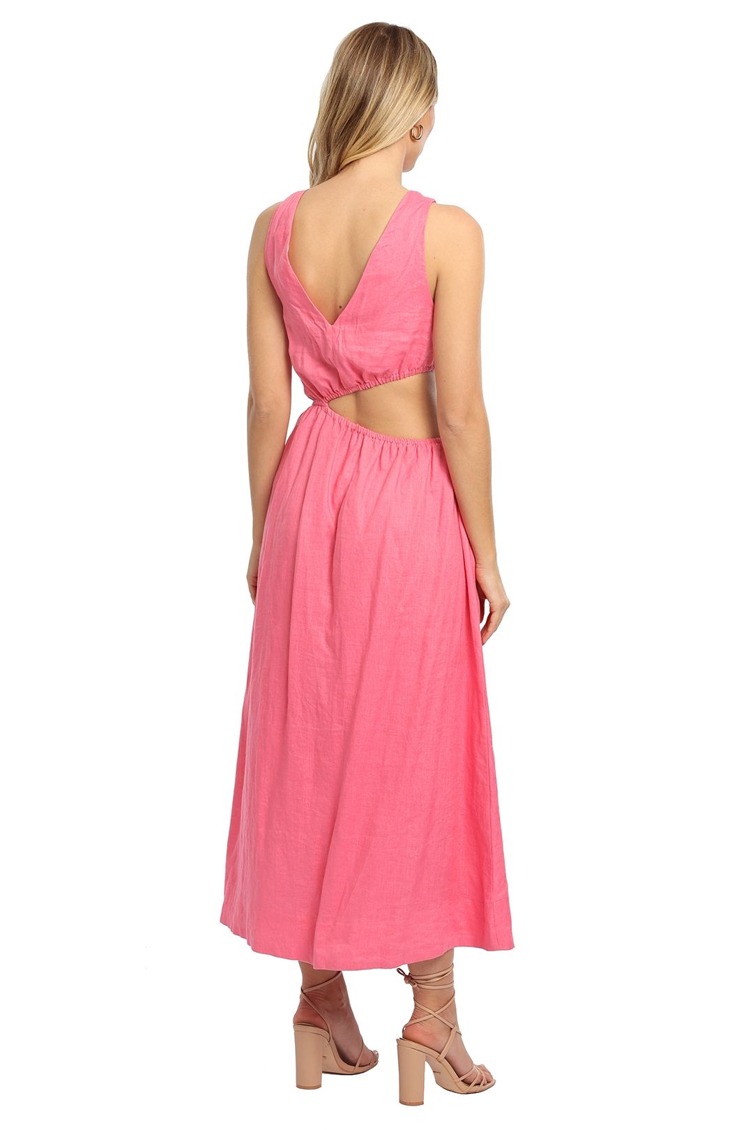 Sovere Mode Midi Dress Pink V Neck