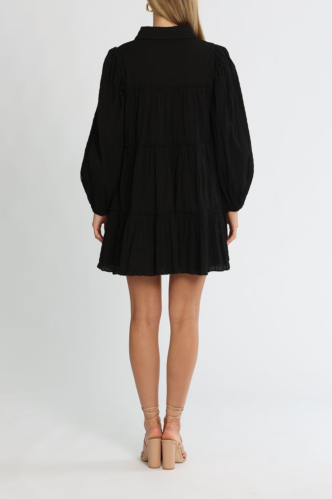 SOVERE Zepher Mini Dress Noir Balloon Sleeves