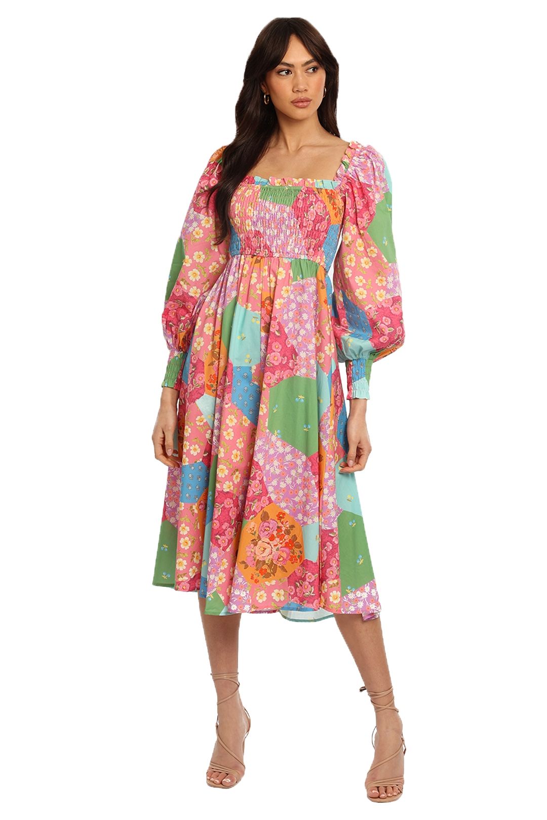 Image of Spell - Freda Shirred Midi Dress - Lolly