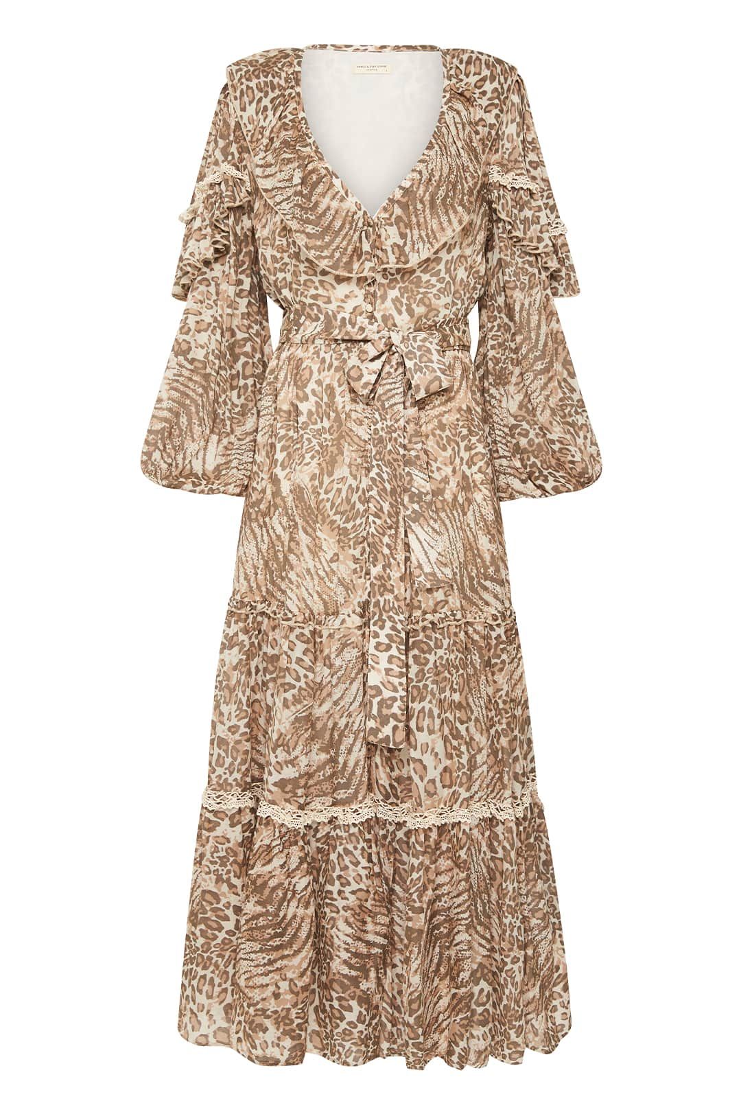 Spell Ada Gown Leopard Maxi Dress Ruffles