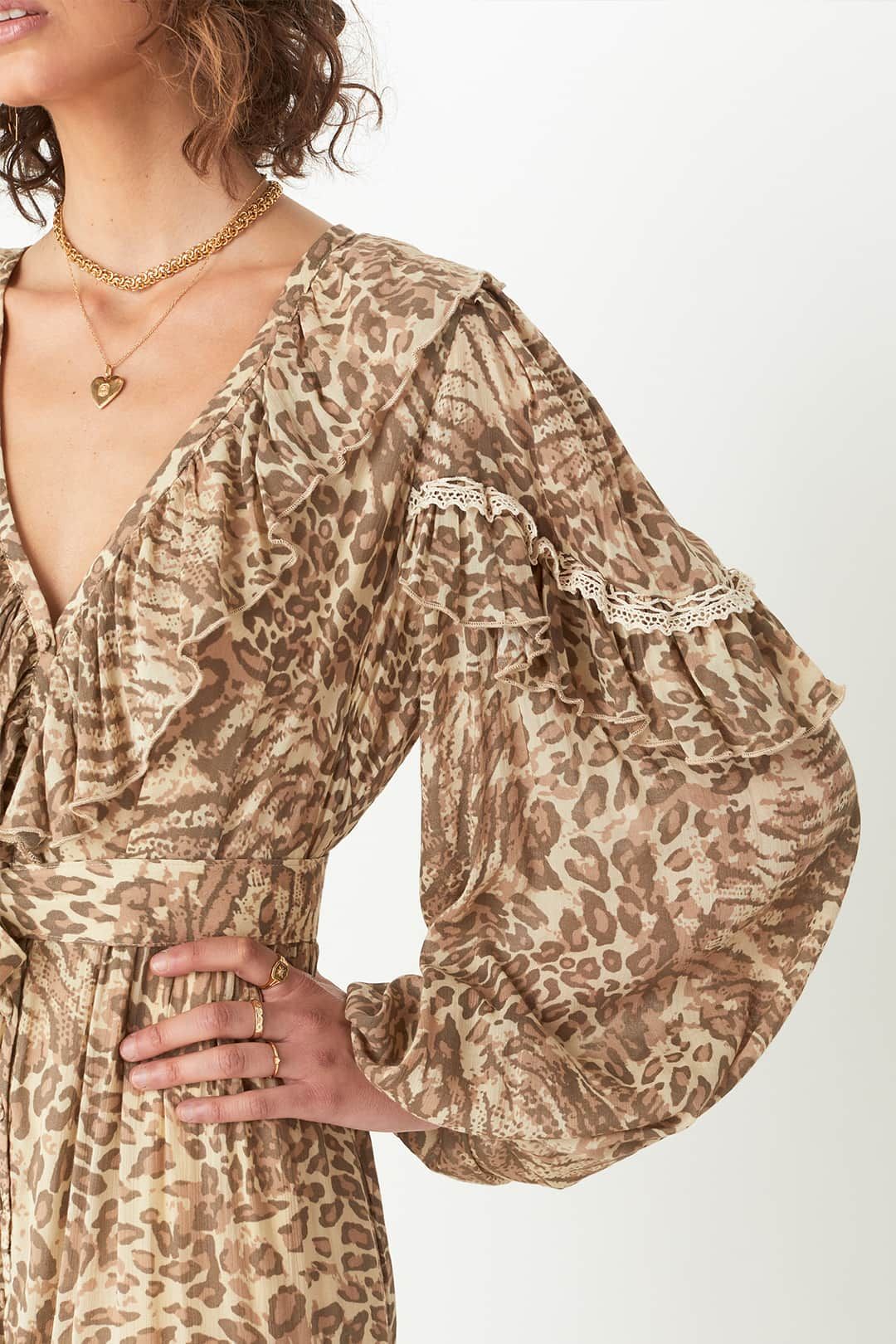 Spell Ada Gown Leopard Maxi Dress V-Neckline