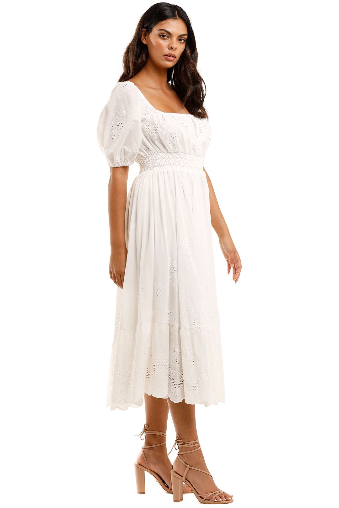 Spell Capulet Broderie Anglaise Soiree Dress White Cotton Material
