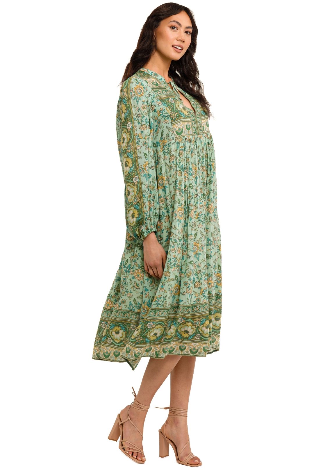 Spell Folk Song Boho Dress Sage Midi