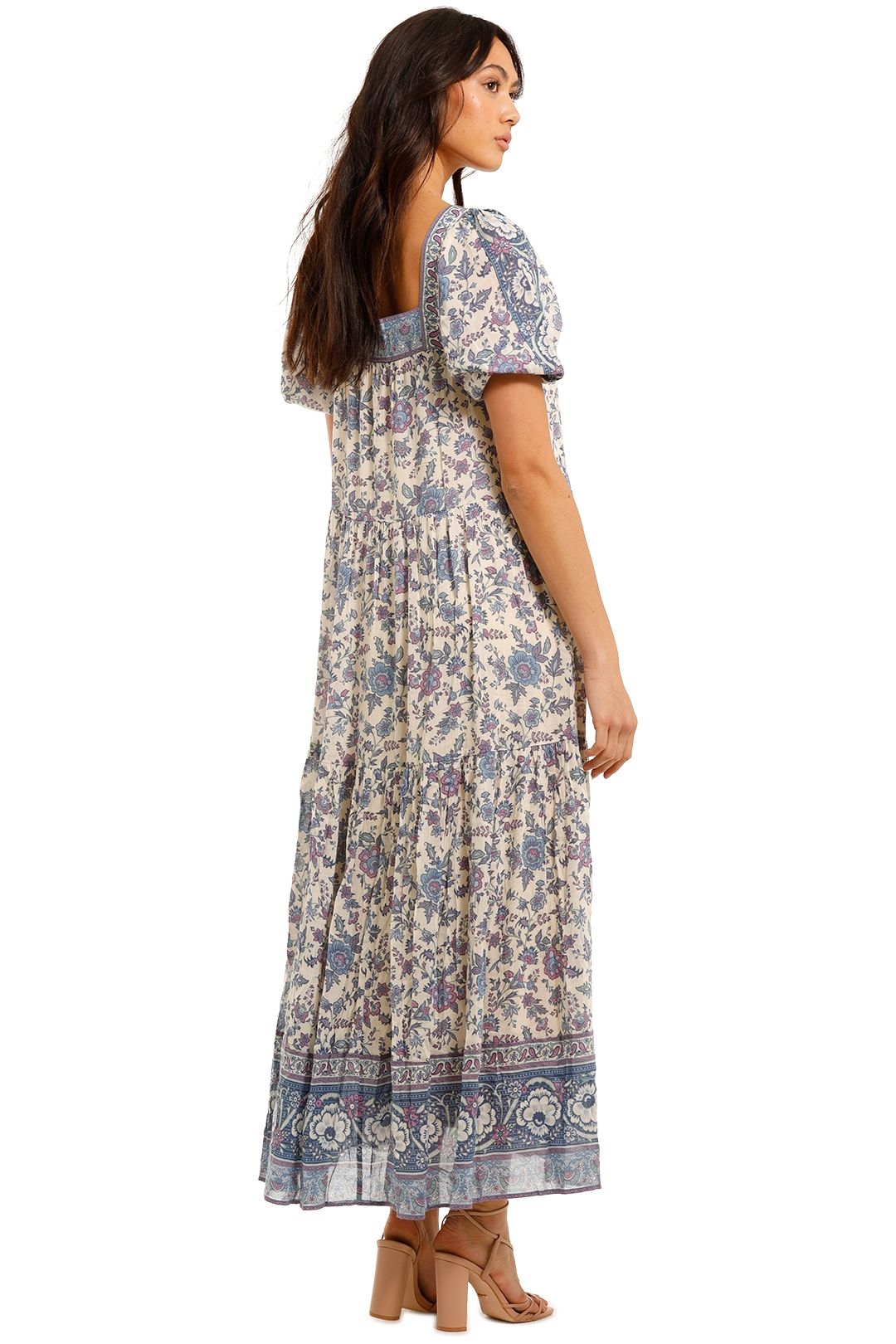 Spell Folk Song Square Neck Gown Sky Floral