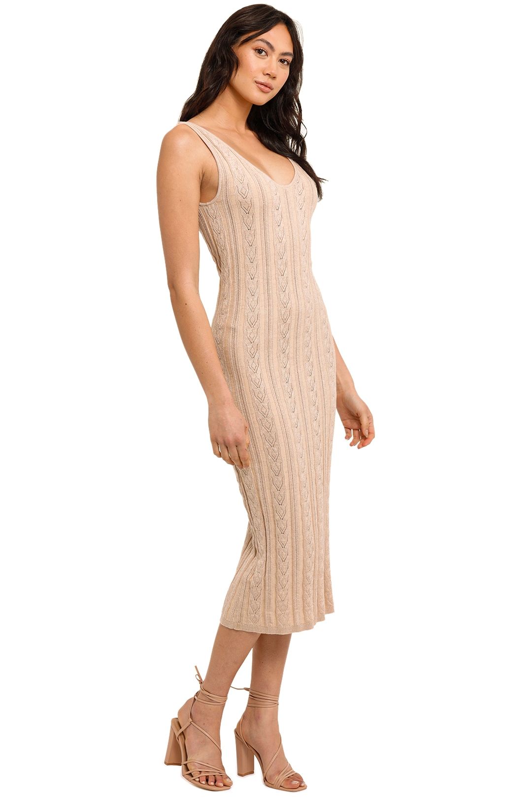 Frenchie Rib Midi Dress in Champagne 