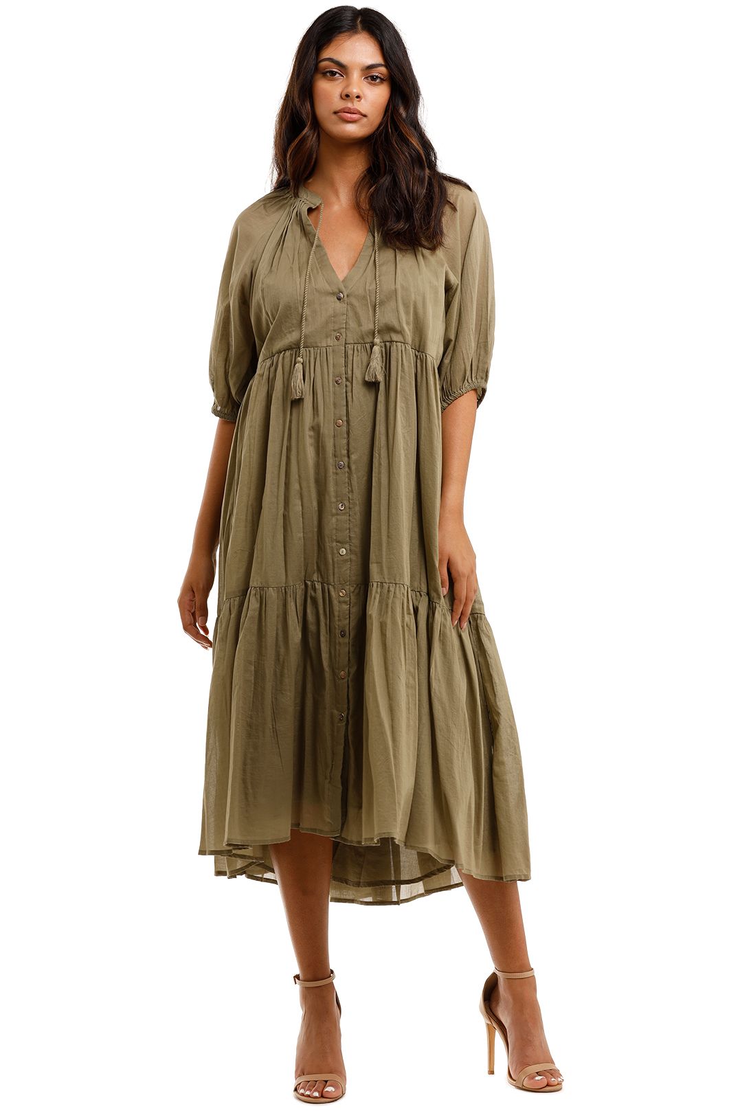 Spell Honey Smock Dress Olive