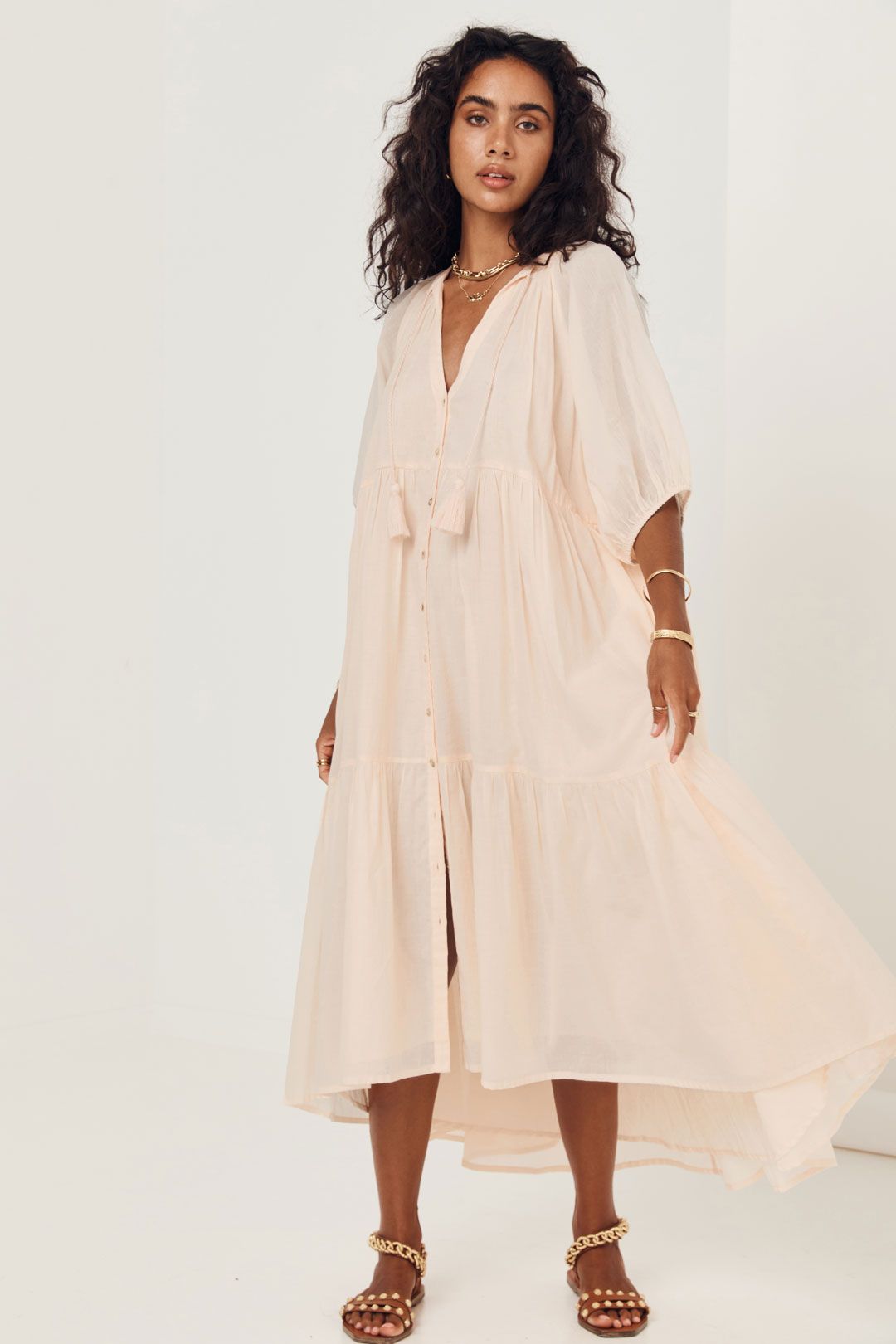 Spell Honey Smock Dress Peach Relaxed Fit