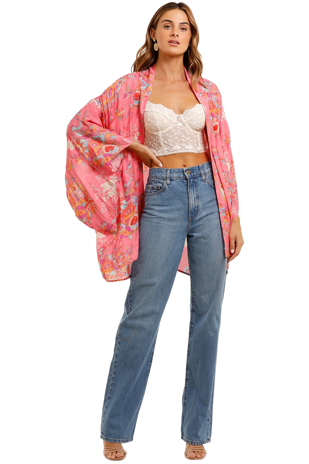 Spell Leo Short Robe Pink Boho