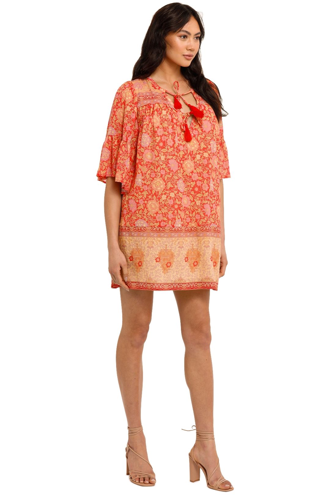 Spell Love Story Flutter Tunic Red Coral Floral